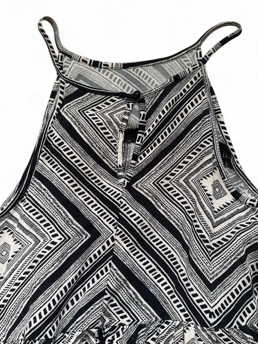 Black & White Geometric Halter Dress